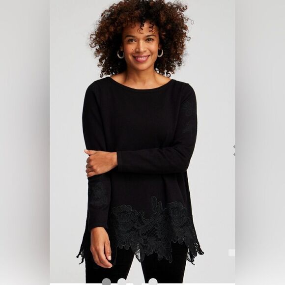 Chico’s Sz 1 Cashmere Lace pullover Sweater - Picture 9 of 12